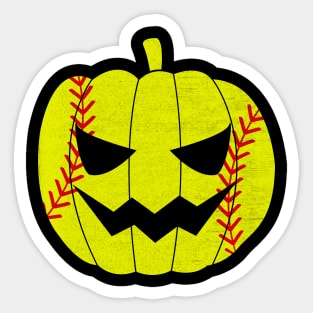 Softball Pumpkin Halloween Costume Retro Vintage Sticker